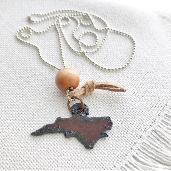 Rustic NORTH CAROLINA Handmade Boho State Necklace - Picture 2 of 6